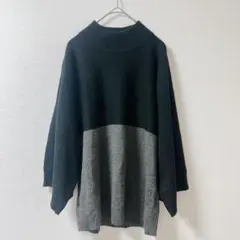 希少 COVINGTON USA製 バイカラー ニット モノトーン S M