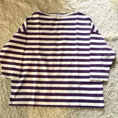 【未使用】 maillot マイヨ　紫と白のストライプ ボートネックTシャツ