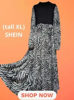 匿名　(tall XL)高身長様向け 異素材　薄手レディースロング長袖ワンピ