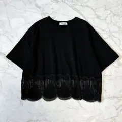 SALON adam et rope シェルスカラップTシャツ　日本製　ブラックのサムネイル