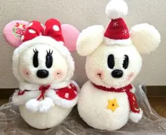 ディズニー X'mas/25周年 雪だるまミッキー&ミニーぬいぐるみセット