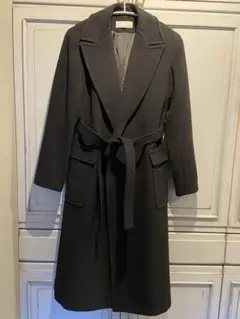 お値下げCalvin Klein 黒 カシミヤ　ベルティッドコート