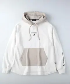 KANGOL フード切替パーカー(ホワイト/ベージュ・L)