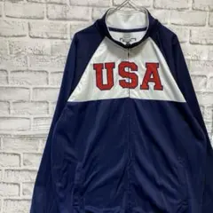 ジャージ　トラックジャケット　ネイビーXL ロゴ刺繍88