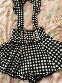 リズリサ ギンガムツイード サスペンダ 一付き スカパン ブラック♡