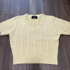 BLACKUP イエロー Vネック 半袖ニット