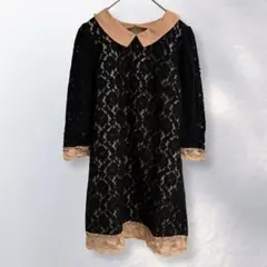 ジルスチュアート 花柄 総レース ミニワンピ チュニック 七分袖 M《c549