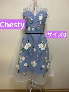美品　Chesty チェスティ　ワンピース　フラワー　チュール　刺繍