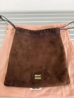MIU MIU スエード 巾着 ポーチ ブラウンのサムネイル