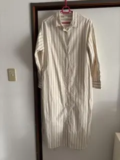 インドコットンストライプシャツワンピース