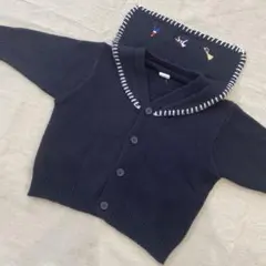 Cottoli ベビー用 ネイビー セーラー襟 カーディガン 80