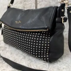 極美品 ケイトスペード メッセンジャーバッグ ショルダー 2way ドット柄 黒