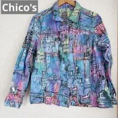 ヴィンテージ ✨海外古着【Chico's 】カラフルアートジャケット サイズ2