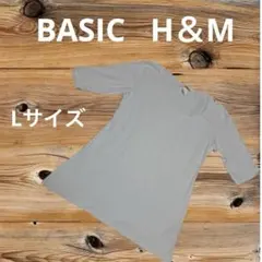 さN312訳アリBASIC H＆M 半袖Tシャツ白無地Uネック L 汚れ有