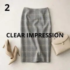 n702【CLEAR IMPRESSION】チェック柄ミモレ丈スカートのサムネイル