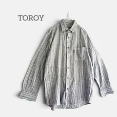TOROY 【L】 長袖シャツ ストライプ グレー系　レーヨン混　胸ポケット　秋のサムネイル