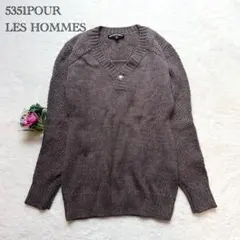 美品です♪ 5351プールオム Vネックグレーストライプニット size3日本 