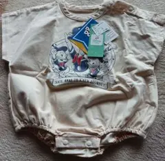 タグ付きDisney ドナルド　ベージュロンパース キャラクタープリント