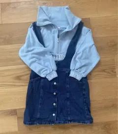 VIVIAN BLUE ライトブルー スウェット 140 GUサロペット M