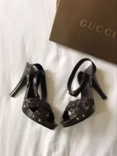 GUCCI グッチ　イントレチャート　ヒールサンダル　　38 新品未使用