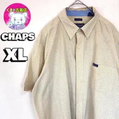 usa古着 CHAPS 半袖ボタンシャツ XL チェック イエロー