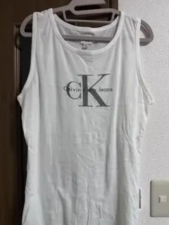 Calvin Klein Jeans タンクトップ 白 M CKロゴ 綿100