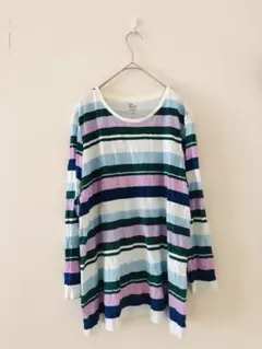 Kim Rogers ストライプ長袖Tシャツ 【XL】　白ピンク水色紺