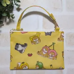 ストラップ付きミニポーチ　ラミネート　着ぐるみシバちゃん　イエロー　イヌ柄