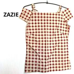 ZAZIE ザジ　ドット柄　オフショルダー　トップス　Tシャツ　赤　レッド　Mのサムネイル