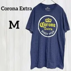 Corona Extra【M】ロゴ Tシャツ ネイビー 半袖 プリント 古着