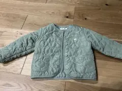 キルティングアウター 95サイズ カーキ　さくらんぼ