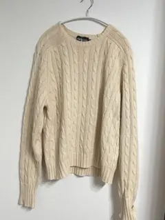 美品ラルフローレン　オーバーサイズ　ケーブルニット　ポニー刺繍　ベージュ