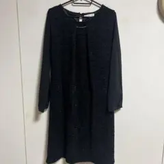 grove 黒 ひざ丈長袖ワンピース