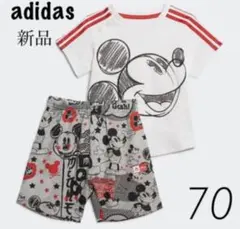 アディダス 新品 ミッキーセットアップ 70 半袖 Tシャツ ショートパンツ