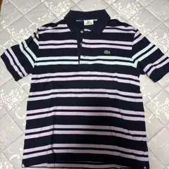 LACOSTE ネイビー ストライプ ポロシャツ サイズ3