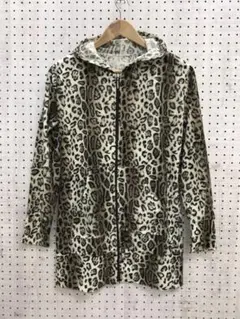 Y2K 90s パンキッシュ フェイクファー ヒョウ柄 ジップアップパーカー