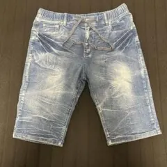 デニム風ショートパンツ 紐入り