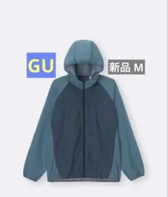 新品 GU ポケッタブルライトナイロンブルゾンGA ブルー Mのサムネイル