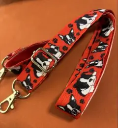 ショルダーストラップ　肩ひも　ハンドメイド　犬フレンチブルドッグ柄