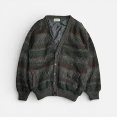 希少 ユーロ古着 モヘヤ混 ヴィンテージ ニットカーディガン 80s 90s