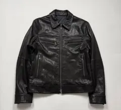2000s Double zipup real leather jacket