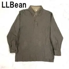 A7484 エルエルビーン 長袖ポロシャツ 綿 ヘリンボーン 茶色 S-REG