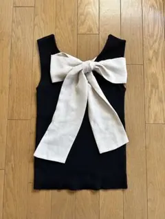 ロイヤルパーティ　バックリボンリブニットトップス