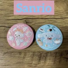 サンリオ刺繍缶バッチ シナモンロール　ウィッシュミーメル2点セット