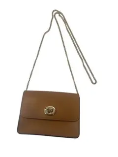 coachブラウンレザー フラップショルダーバッグ