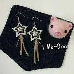 ♡Hand Made♡　スター　タッセル　ピアス　イヤリング　BK×SV