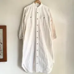 EDWIN SOMETHING デニム ロング 長袖シャツワンピース ホワイト