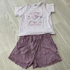 マイメロピンクTシャツとラベンダー色ショートパンツセット 100cm