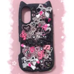 現品 iPhone17 ケース デコ電 地雷系 黒 シルバー ピンク パンク75