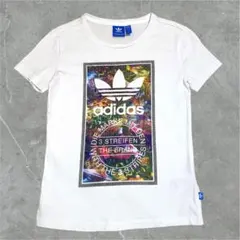 アディダス オリジナルス グラフィックプリント 半袖Tシャツ 白 ジュニアのM
